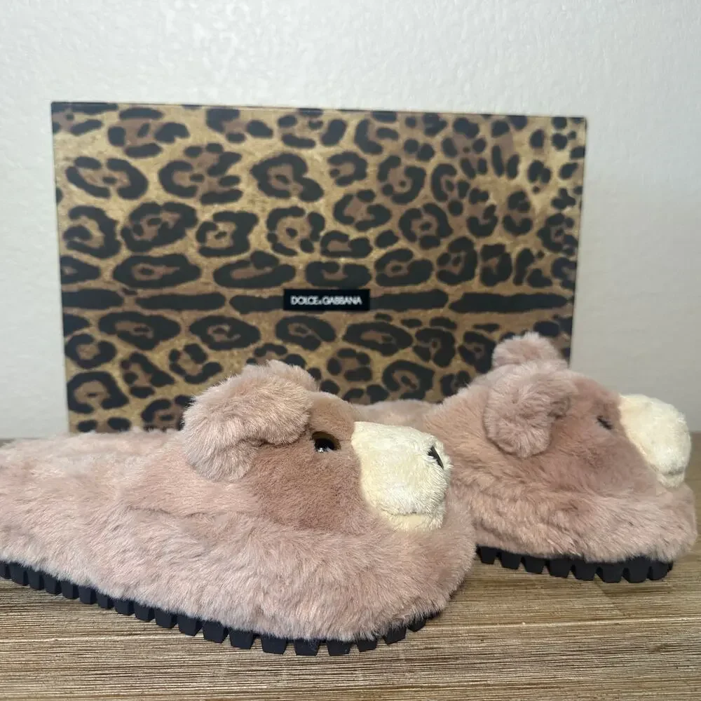 Dolce and Gabbana Pink Bear Slides, Slippers,  Christmas‎ Gift, EU 35 US 4.5-5